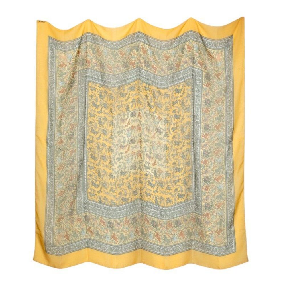 Hermes Carre140 CHASSE EN INDE Silk Scarf